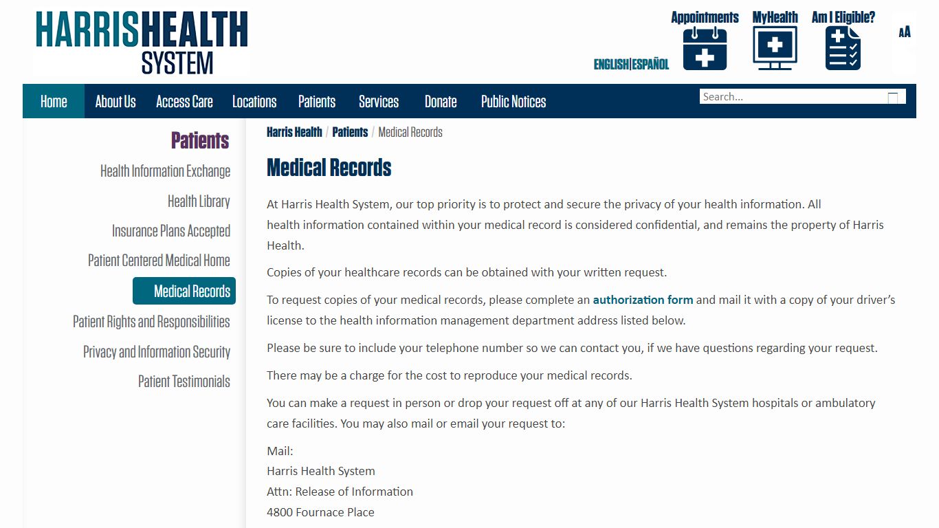 Medical Records - Harris Health System